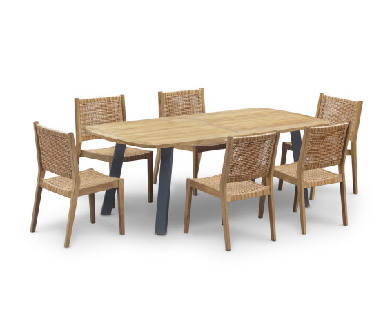 Diskus 2.2m Oval Teak and Steel Table and 6 Lumo Stacking Chairs
