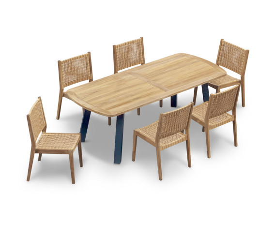 Diskus 2.2m Oval Teak and Steel Table and 6 Lumo Stacking Chairs