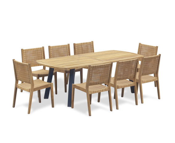 Diskus Oval 2.2m Garden Table and 8 Lumo Woven Chairs Set