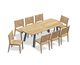 Diskus Oval 2.2m Garden Table and 8 Lumo Woven Chairs Set