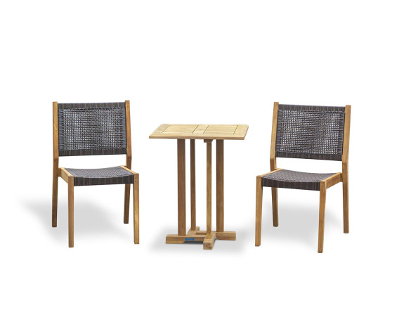 Sissinghurst 60cm Square Table and 2 Lumo Stacking Chairs Set