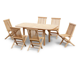 Carida 1.8m Teak Table and 6 Folding Chairs Set
