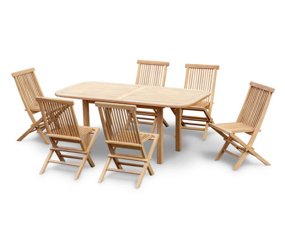Carida 1.8m Teak Table and 6 Folding Chairs Set