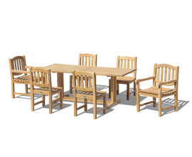 Cornwall 2m Teak Table and Kennington Dining & Armchairs Set
