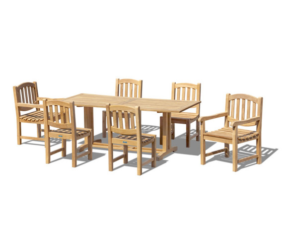 Cornwall 2m Teak Table and Kennington Dining & Armchairs Set