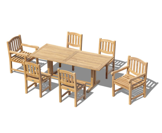 Cornwall 2m Teak Table and Kennington Dining & Armchairs Set