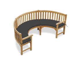 Marlow 1/2 Curved Garden Bench Cushion - Raven/Black