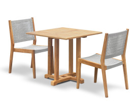 Sissinghurst 80cm Teak Table and 2 Lumo Stacking Chairs Set