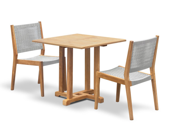 Sissinghurst 80cm Teak Table and 2 Lumo Stacking Chairs Set