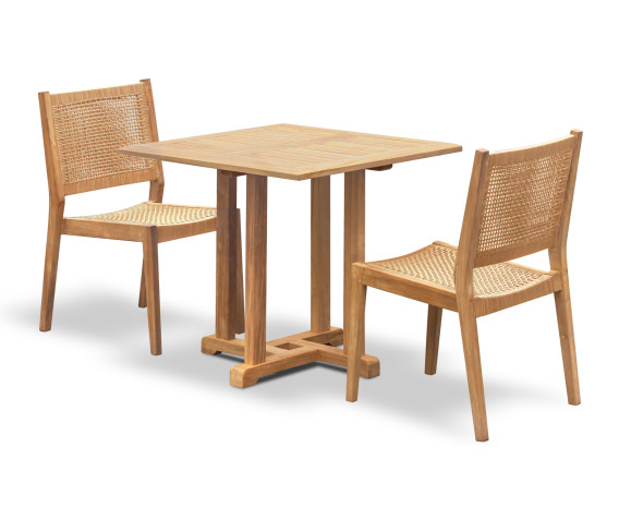 Sissinghurst 80cm Teak Table and 2 Lumo Stacking Chairs Set