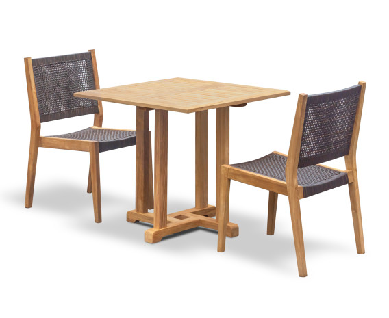 Sissinghurst 80cm Teak Table and 2 Lumo Stacking Chairs Set