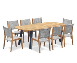 Diskus Oval 2.2m Garden Table and 8 Lumo Woven Chairs Set