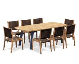 Diskus Oval 2.2m Garden Table and 8 Lumo Woven Chairs Set