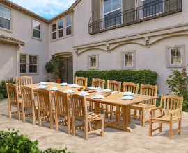 Winchester 12 Seater Teak Rectangular Table with Arm and Side Chairs