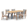 Disk 220cm Teak and Steel Table and 6 Sora Chairs Set