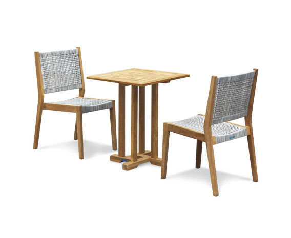 Sissinghurst 60cm Square Table and 2 Lumo Stacking Chairs Set