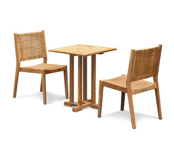 Sissinghurst 60cm Square Table and 2 Lumo Stacking Chairs Set