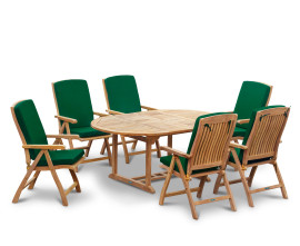 Oxburgh 6 Seater Double Leaf Extending Table with Cannes Recliners