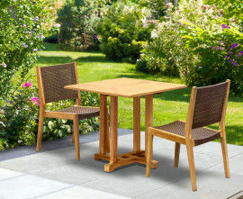Sissinghurst Teak Outdoor Set - 80cm Table & 2 Lumo Stacking Chairs