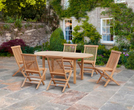 Carida Teak Oval Table and Chester Side Chairs Set