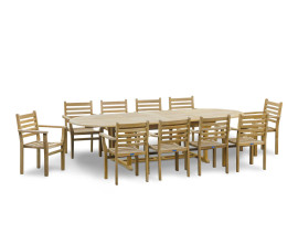 Oxburgh Oval Extending Garden Table & 10 Sussex Stacking Chairs Set