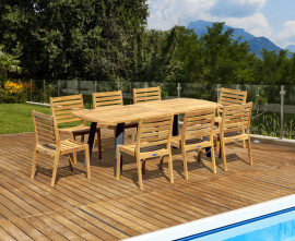 Diskus Oval Garden Dining Table and 8 Solana Chairs Set