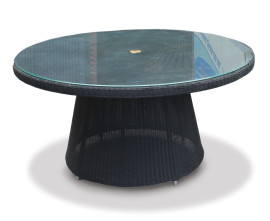 Verona Round 1.5m Black Loom with Glass Table-top - New: End of Line