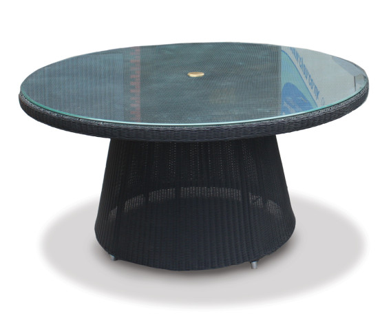 Verona Round 1.5m Black Loom with Glass Table-top - New: End of Line