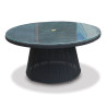 Verona Round 1.5m Black Loom with Glass Table-top - New: End of Line