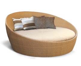 Marbella Honey Wicker Daybed with a natural cushion.- NEW: End of Line