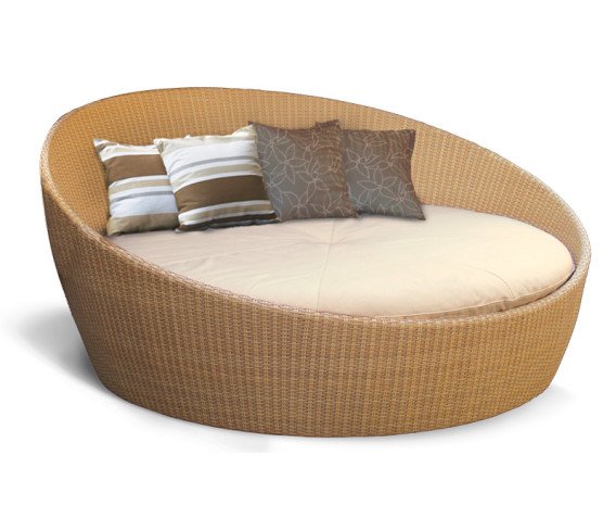 Marbella Honey Wicker Daybed with a natural cushion.- NEW: End of Line
