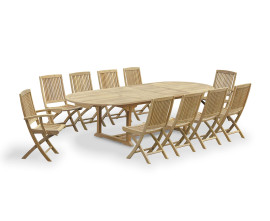 Oxburgh Oval Extending Garden Table, 2 Palma Armchairs and 8 Folding Chairs Set