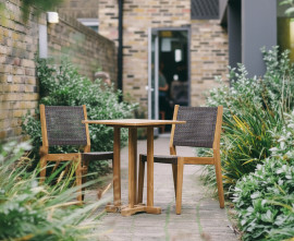 Sissinghurst Teak Dining Set - 60cm Table & 2 Lumo Stacking Chairs