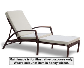 Antibes Rattan Garden Sun Lounger with Natural Cushion - Used: Good