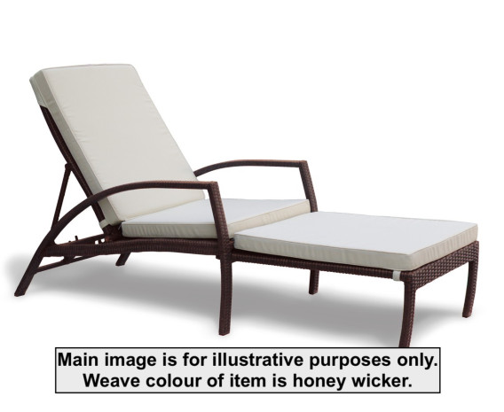 Antibes Rattan Garden Sun Lounger with Natural Cushion - Used: Good