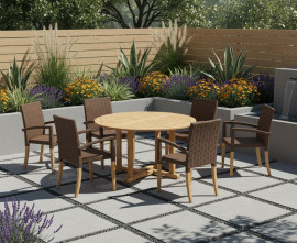 Sissinghurst 6 Seater Round 1.3m Dining Set with St. Moritz Chairs
