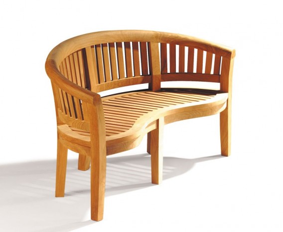 Apollo Teak Conversation Set with Banana Bench and Armchairs