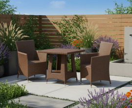 Verona 2 Seater Rattan Dining Set with 80cm Table - Flat Weave