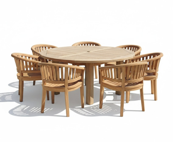 Orion 6 Seater Round 1.5m Garden Table with Banana Chairs