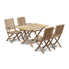 Palma Teak Folding Garden Table and 4 Folding Armchairs Set