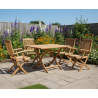 Palma Teak Folding Garden Table and 4 Folding Armchairs Set