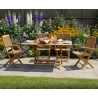 Palma Teak Folding Garden Table and 4 Folding Armchairs Set