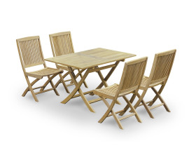 Palma Teak 1.2m Rectangular Folding Table and 4 Chairs Set