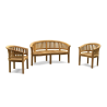 Wimbledon Teak Banana Bench & 2 Armchairs Garden Set