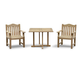 Sissinghurst Teak 1m Square Table and Austen Garden Armchairs Set