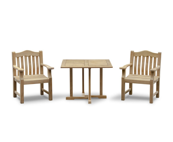 Sissinghurst Teak 1m Square Table and Austen Garden Armchairs Set