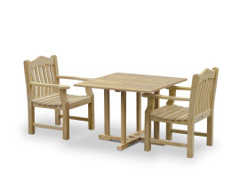 Sissinghurst Teak 1m Square Table and Austen Garden Armchairs Set