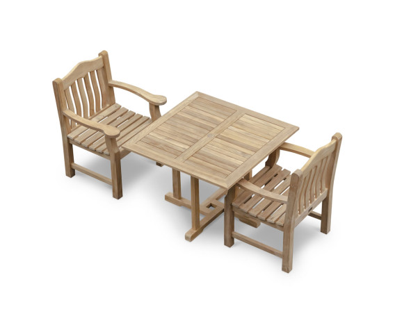 Sissinghurst Teak 1m Square Table and Austen Garden Armchairs Set