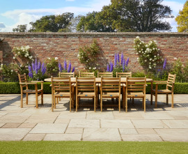 Oxburgh Oval Extending Garden Table & 10 Sussex Stacking Chairs Set
