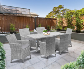 Verona 6 Seater Rattan Outdoor Dining Set with 1.6m Table